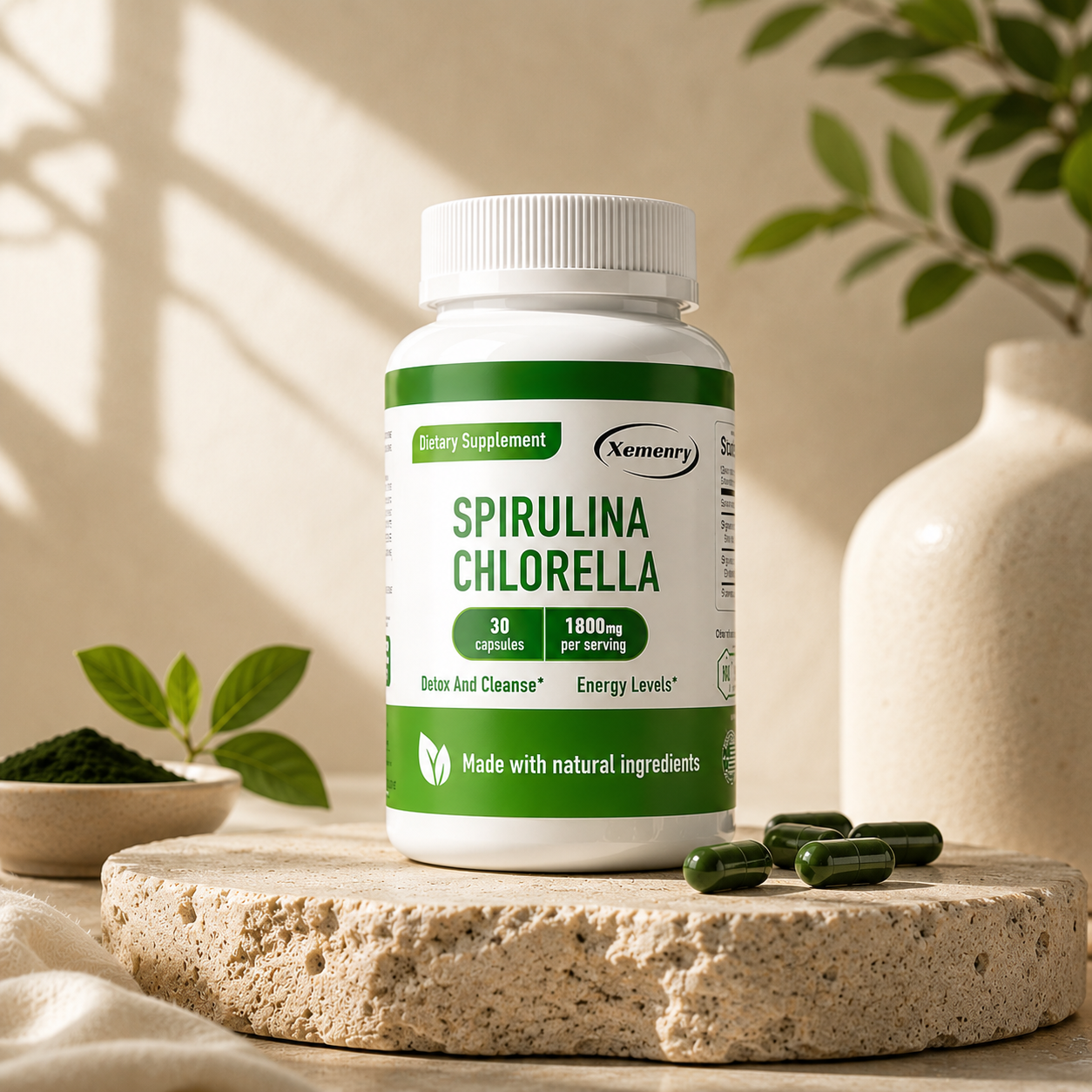 AlgaRise™ Spirulina Chlorella Capsules